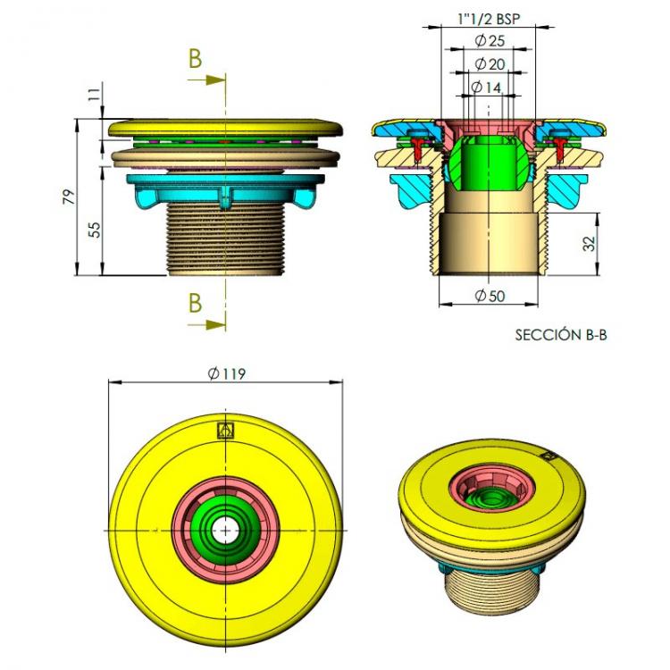 Mlaznica za povrat model Multiflow za liner