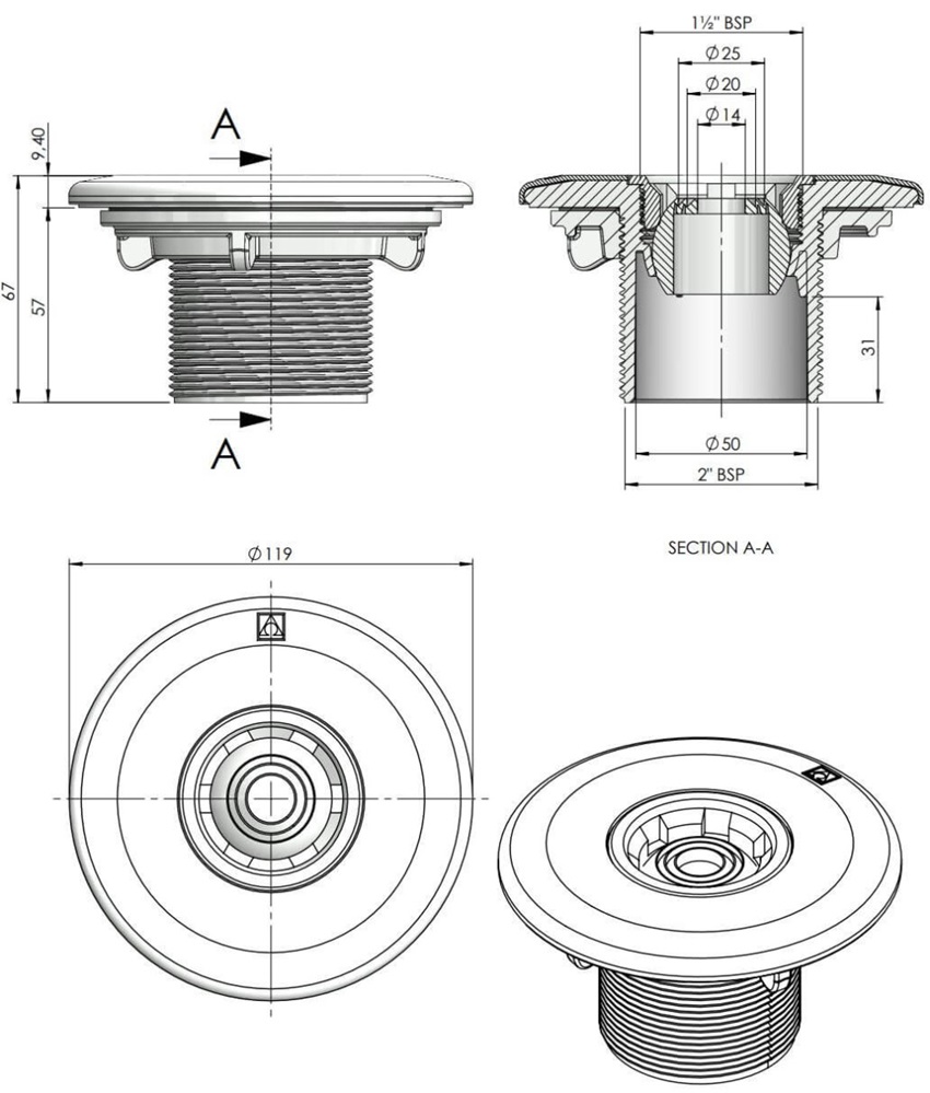 Mlaznica Multiflow za prefabricirane bazene